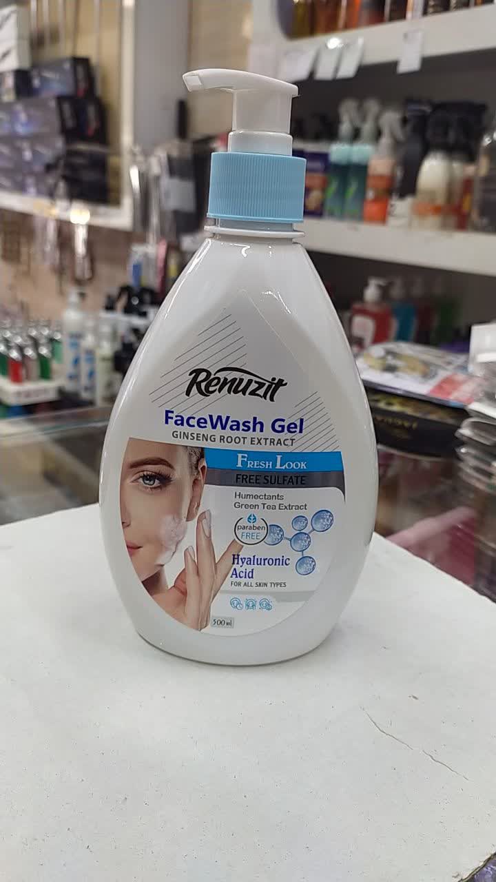ژل شستشوی صورت رینوزیت حاوی هیالورونیک اسید حجم ۵۰۰ میلی لیتر